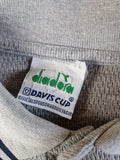 Vintage Diadora Polo Shirt Tennis Davis Cup Made In Portugal Grau (44) S-M