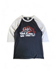 Vintage Cinder Block Shirt 3/4 Raglan Sleeve Zen Guerrilla Tiger Power Made In USA Schwarz Weiß L