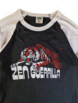 Vintage Cinder Block Shirt 3/4 Raglan Sleeve Zen Guerrilla Tiger Power Made In USA Schwarz Weiß L