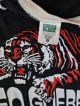 Vintage Cinder Block Shirt 3/4 Raglan Sleeve Zen Guerrilla Tiger Power Made In USA Schwarz Weiß L