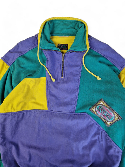 Vintage Tart Sweater Quarter-Zip Snowboarding Colorblocked Bunt L-XL