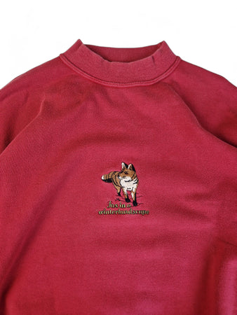 Vintage S. Oliver Sweater 90s "Fox in a winterlandscape" Stickerei Rot L