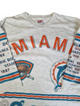 Rare! Vintage Longe Gone Shirt 80s Miami Dolphins All-Over Print Single Stitch Made In USA Grau XL