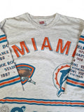 Rare! Vintage Longe Gone Shirt 80s Miami Dolphins All-Over Print Single Stitch Made In USA Grau XL