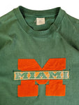 Vintage College Wear Shirt Miami Dolphins Used Look Ausgewaschen Single Stitch Made In USA Grün L