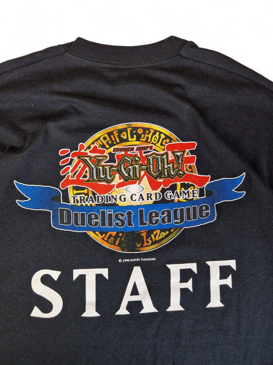 Rare! Vintage Screen Stars Shirt Yu-Gi-Oh! Duelist League Staff Single Stitch Schwarz XL