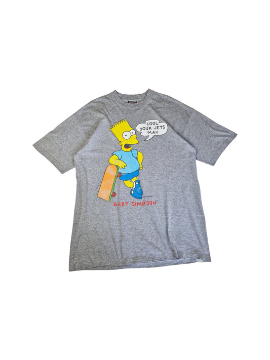 Vintage Signal Sports Shirt Bart Simpson Skating Single Stitch Made In USA Heather Grau XL