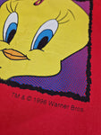 Vintage Warner Bros Shirt Tweety 1996 Made In Korea Single Stitch Rot L-XL