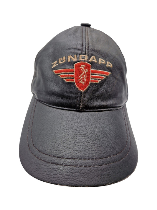 Vintage Zündapp Leder Cap 80s Motorrad Schwarz One Size