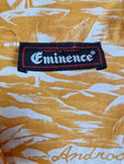 Vintage Eminence Hawaiihemd Kurzarm 70s Made In France Weiß Gelb S-M