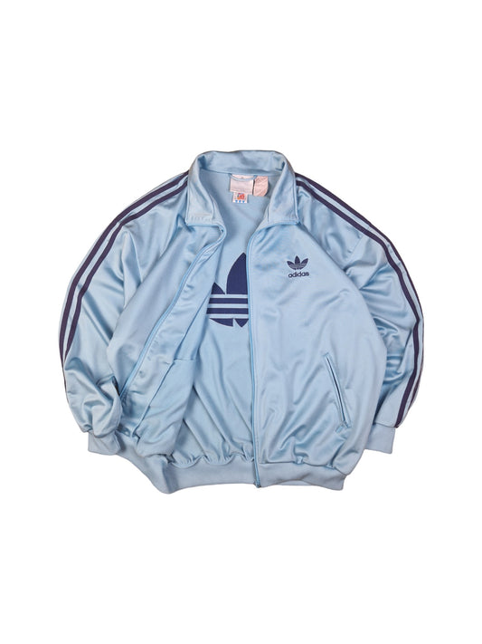 Vintage Adidas Sportjacke 90s Firebird Big Logo Stitching Made In Macau Hellblau (D6) M