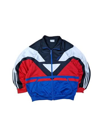 Vintage Adidas Sportjacke 90s Multicolor Schwarz Blau Rot (D8) L