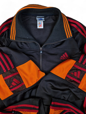 Vintage Adidas Sportjacke 90s Basketball Mesh Schwarz Rot (D10) XL