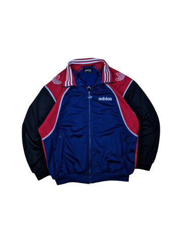 Vintage Adidas Sportjacke 90s Big Trefoil Blau Rot (D6) M