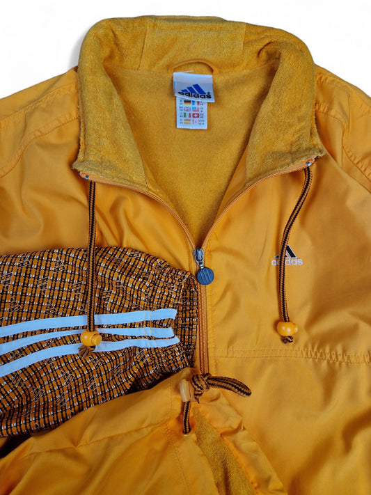 Vintage Adidas Sportjacke 90s Damen Frottee Futter Orange (D40) M