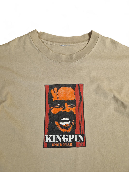 Vintage Movie Shirt 90s The Shining Jack Torrance "Kingpin Know Fear" Single Stitched Sleeve Hellbraun L-XL