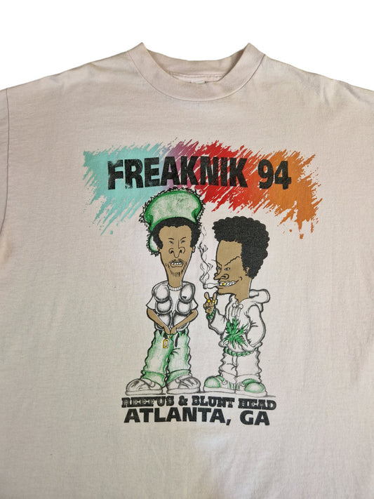 Rare! Vintage All Sport Shirt Beavis & Butthead "Reefus & Blunt Head" Freaknik 1994 Atlanta Weiß XL