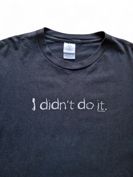 Vintage Delta Shirt Late 90s Perfectly Worn "I didn't do it" Ausgewaschenes Schwarz XL