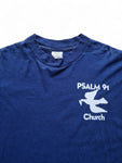 Vintage Classics Shirt 90s "Psalm 91 God Is My Refuge And My Fortress" Single Stitch Made In USA Dunkelblau XL