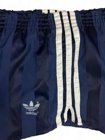 Vintage Adidas Shorts 80s Glanz Sprinter Made In West-Germany Gestreift Dunkelblau (6) L-XL