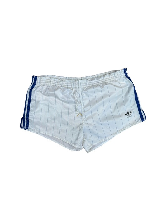 Vintage Adidas Nylon Shorts 80s Glanz Sprinter Made In West Germany Nadelstreifen Weiß (7) L-XL