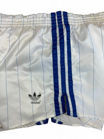 Vintage Adidas Nylon Shorts 80s Glanz Sprinter Made In West Germany Nadelstreifen Weiß (7) L-XL