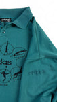 Vintage Adidas Sweater Mit Polokragen 90s "Through the age" Stickerei Dunkelgrün (D6) L