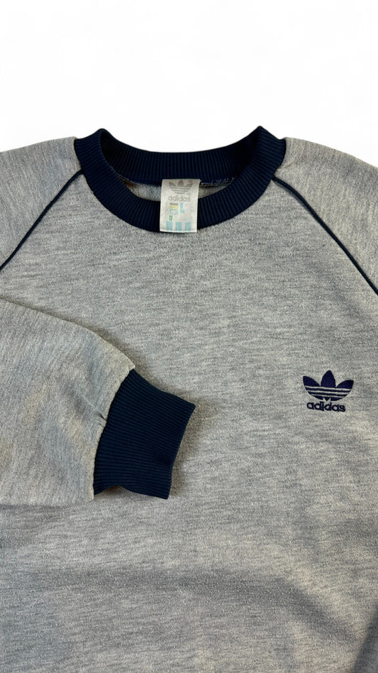 Vintage Adidas Sweater 80s Basic Made In Singapore Grau (D7) M-L