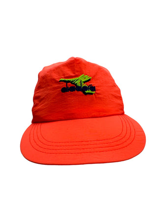 Vintage Diadora Cap Nylon Neon Orange One Size