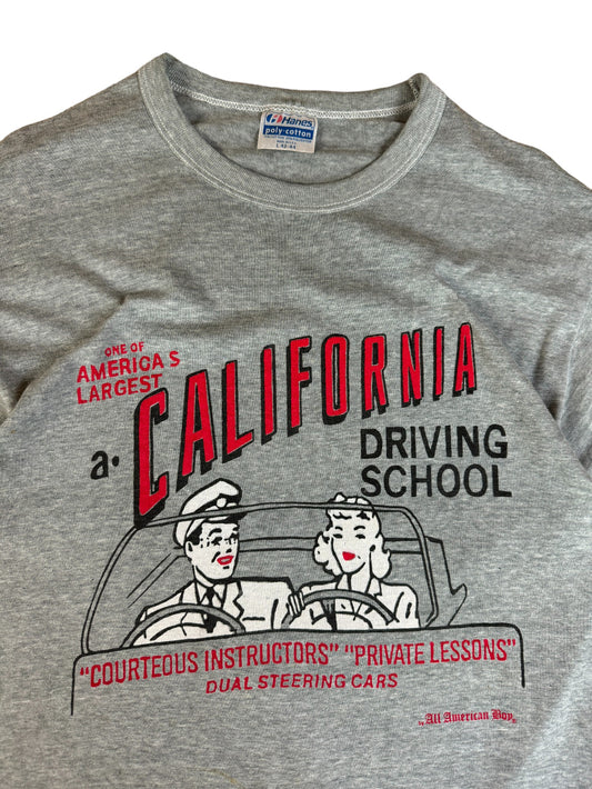 Vintage Hanes Shirt 80s "California Driving School Single Stitch Made In USA Dunkelgrau L