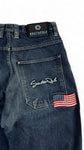 Southpole Baggy Jeans 00s "American Flag"-Stick Dunkelblau 30