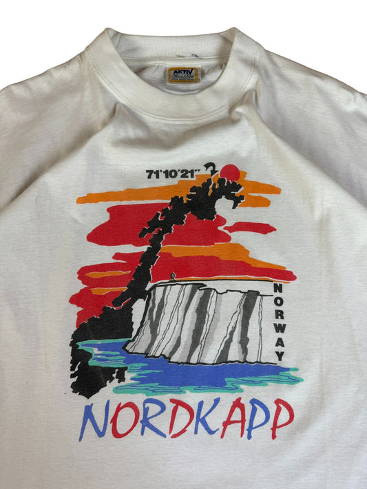 Vintage Golden Line Shirt "Norway Nordkapp" Single Stitch Weiß L