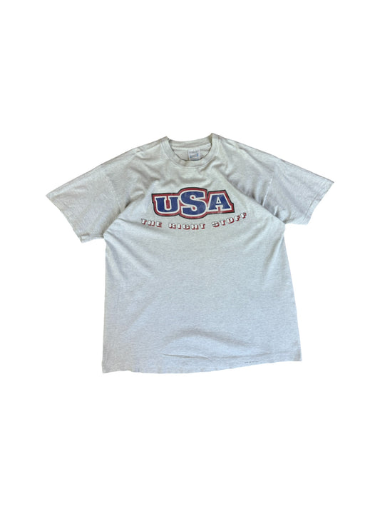 Vintage Screen Stars Shirt "USA, the right stuff" Single Stitch Grau XL