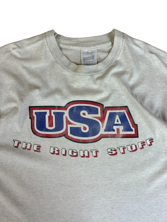 Vintage Screen Stars Shirt "USA, the right stuff" Single Stitch Grau XL