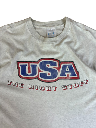 Vintage Screen Stars Shirt "USA, the right stuff" Single Stitch Grau XL