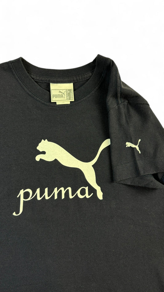 Vintage Puma Logo Shirt Late 90s Women's Dunkelblau/Schwarz S