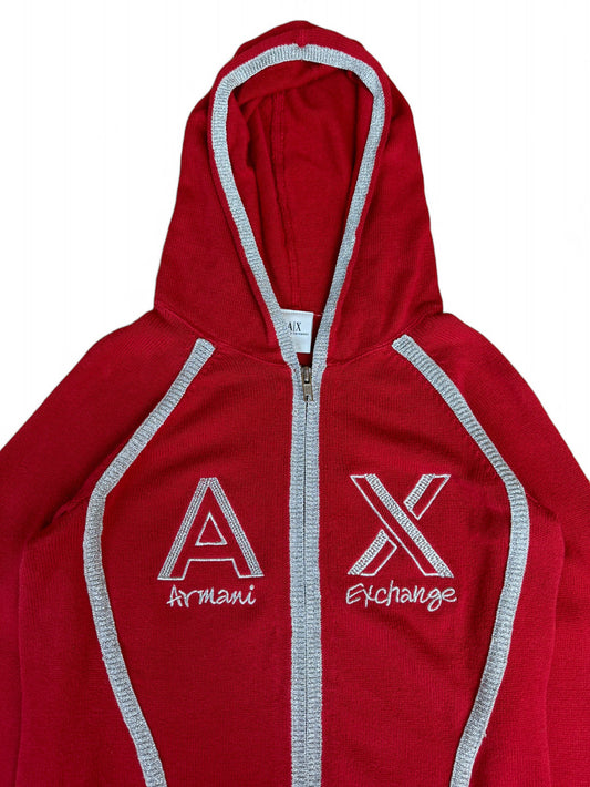 Armani Hoodie Mit Reißverschluss Made In Hong Kong Rot Silber M