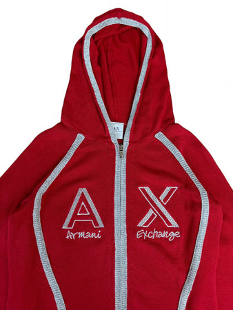 Armani Hoodie Mit Reißverschluss Made In Hong Kong Rot Silber M