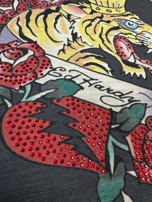 Ed Hardy Shirt "Los Angeles" Mit Strass Grau L