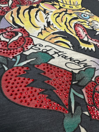 Ed Hardy Shirt "Los Angeles" Mit Strass Grau L