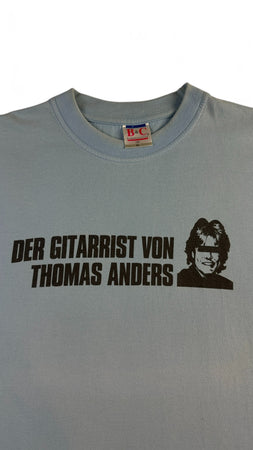 B&C Shirt Early 00s "Superstar of Fist Guitar-Der Gitarrist von Thomas Anders" Hellblau XL