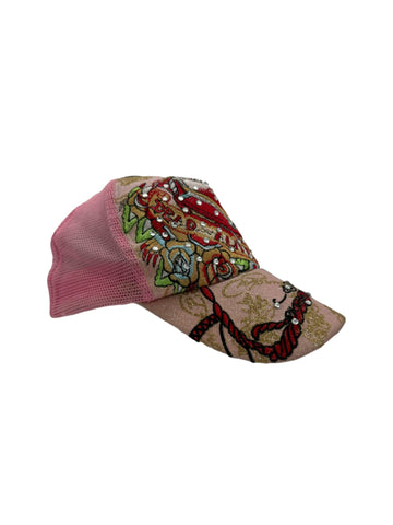 Ed Hardy Mesh Cap Strass Rosa One Size