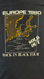 Rare! Vintage Tourshirt 1980 ACDC "Back in black-Sold out"-European Tour Single Stitch Schwarz S-M