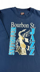 Vintage Screen Stars Shirt 80s "Bourbon Street New Orleans Jazz" Single Stitch Made In USA Dunkelblau XL