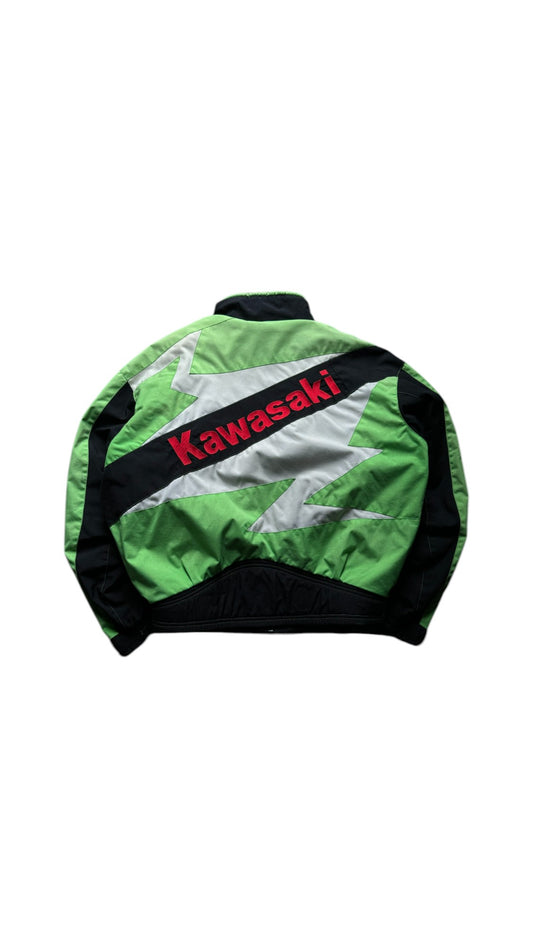 Vintage Kawasaki Racing Jacke Schwarz Grün XXL-XXXL