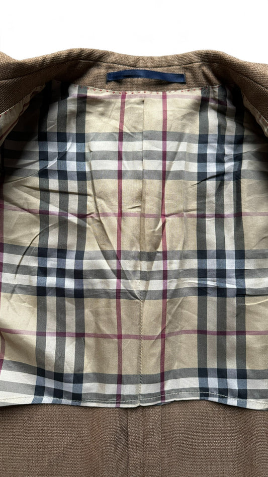 Vintage Burberry Blazer 90s Modell "Luzern" Nova Check Reine Schurwolle Braun L-XL