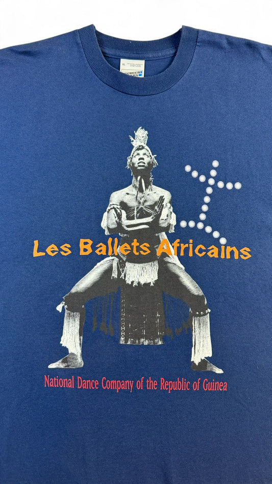 Vintage Screen Stars T-Shirt 90s "Les Ballets Africains National Dance Company Guinea" Single Stitch Blau XL