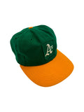 Vintage New Era Cap 70s Oakland A's Wool MLB Made In USA Gelb Grün One Size