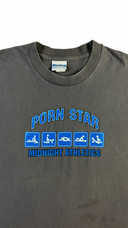 Vintage Porn Star T-Shirt 00s Midnight Athletics Made in USA Grau L