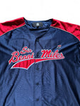 Vintage Sir Benni Miles Trikot Baseball Glänzend Dunkelblau Rot XL